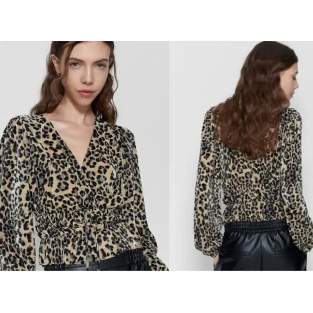 Zara | Leopard Accordion Pleated Blouse - Picture 9 of 9